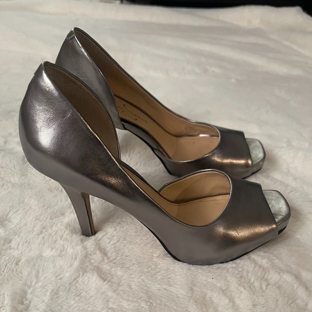 Jessica Simpson Metallic Open Toe Heel